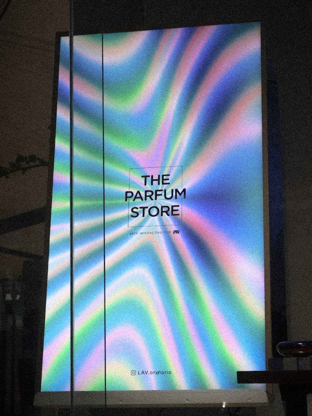 The installation screen at The Parfum Store, running one of the fifty visuals