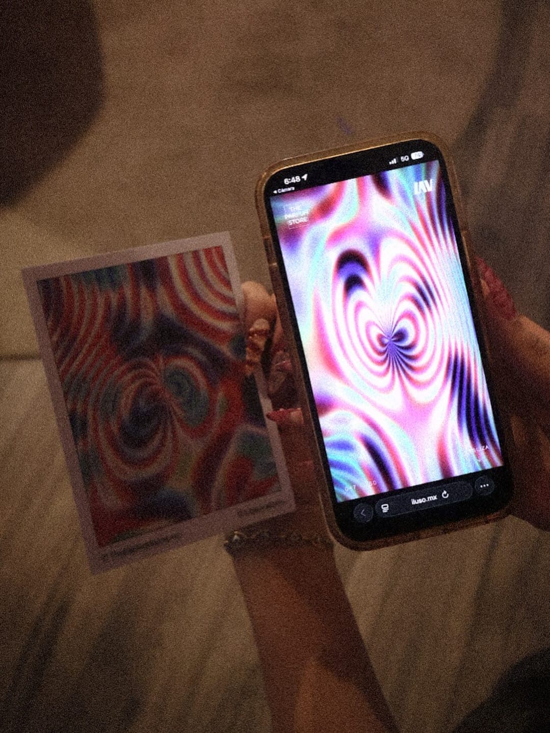A card and the same visual running live on a phone