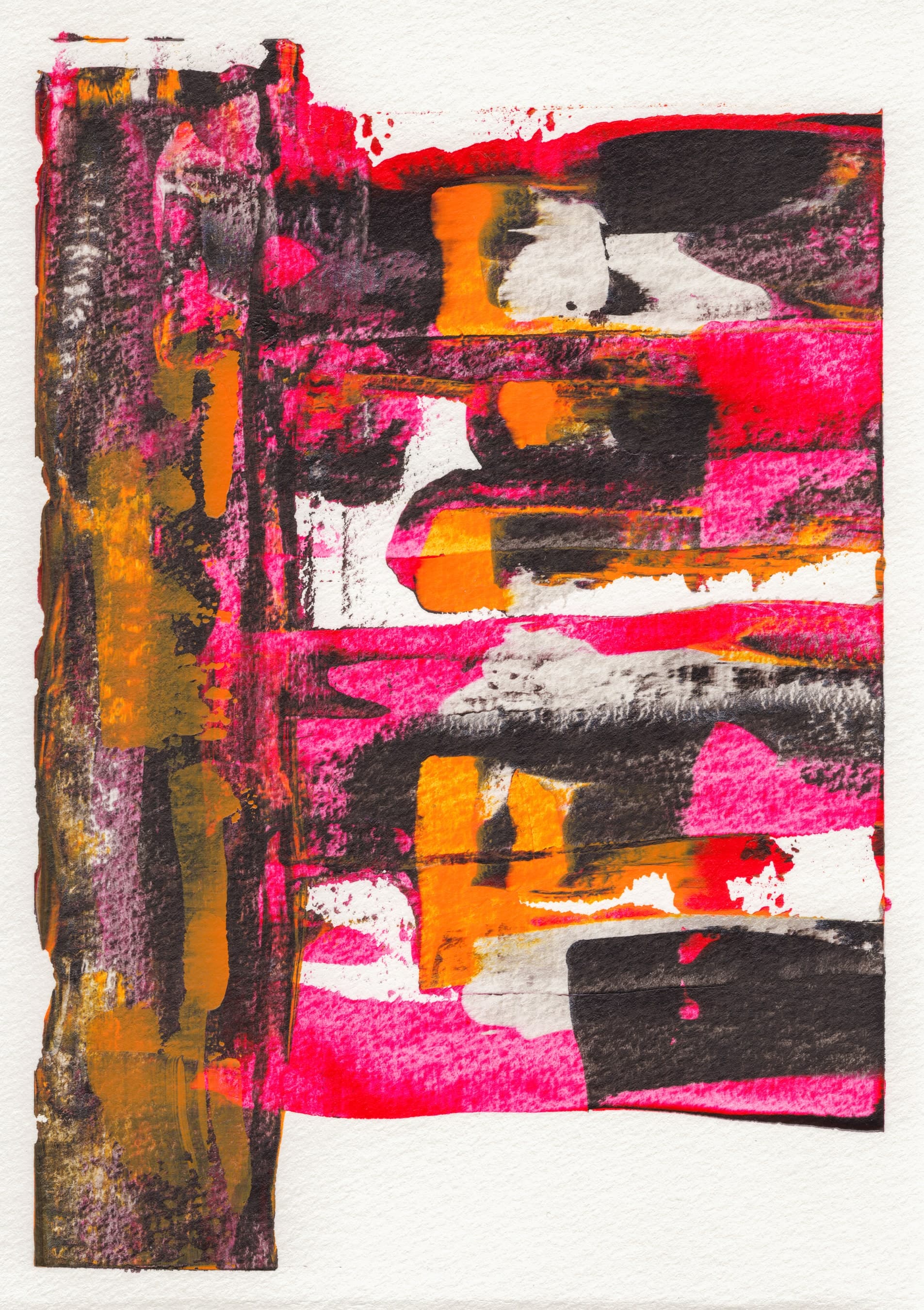 Pensamiento 05-A — pink, orange and black strokes stacked in bands