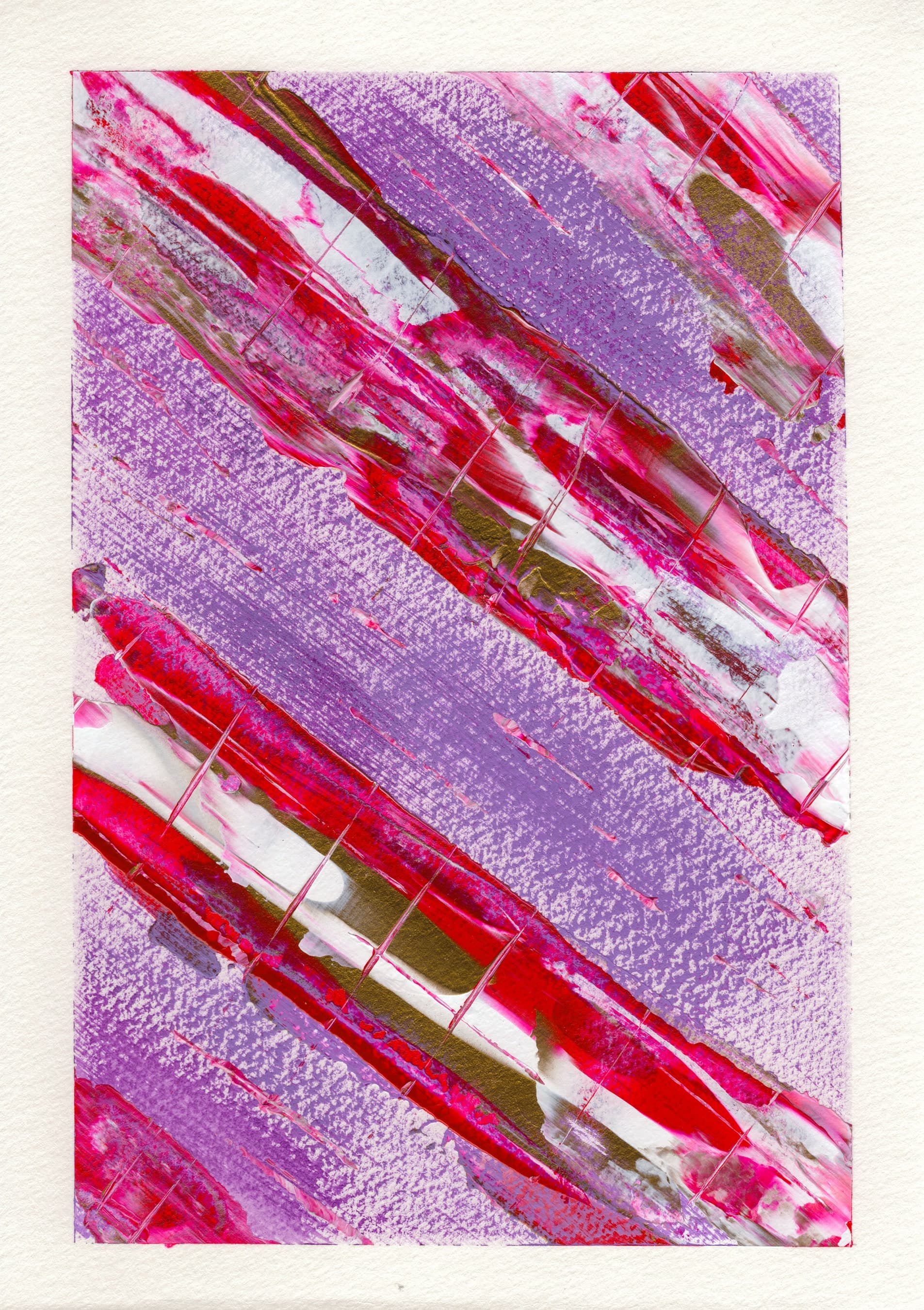 Pensamiento 10 — pink and gold bands running across a violet ground