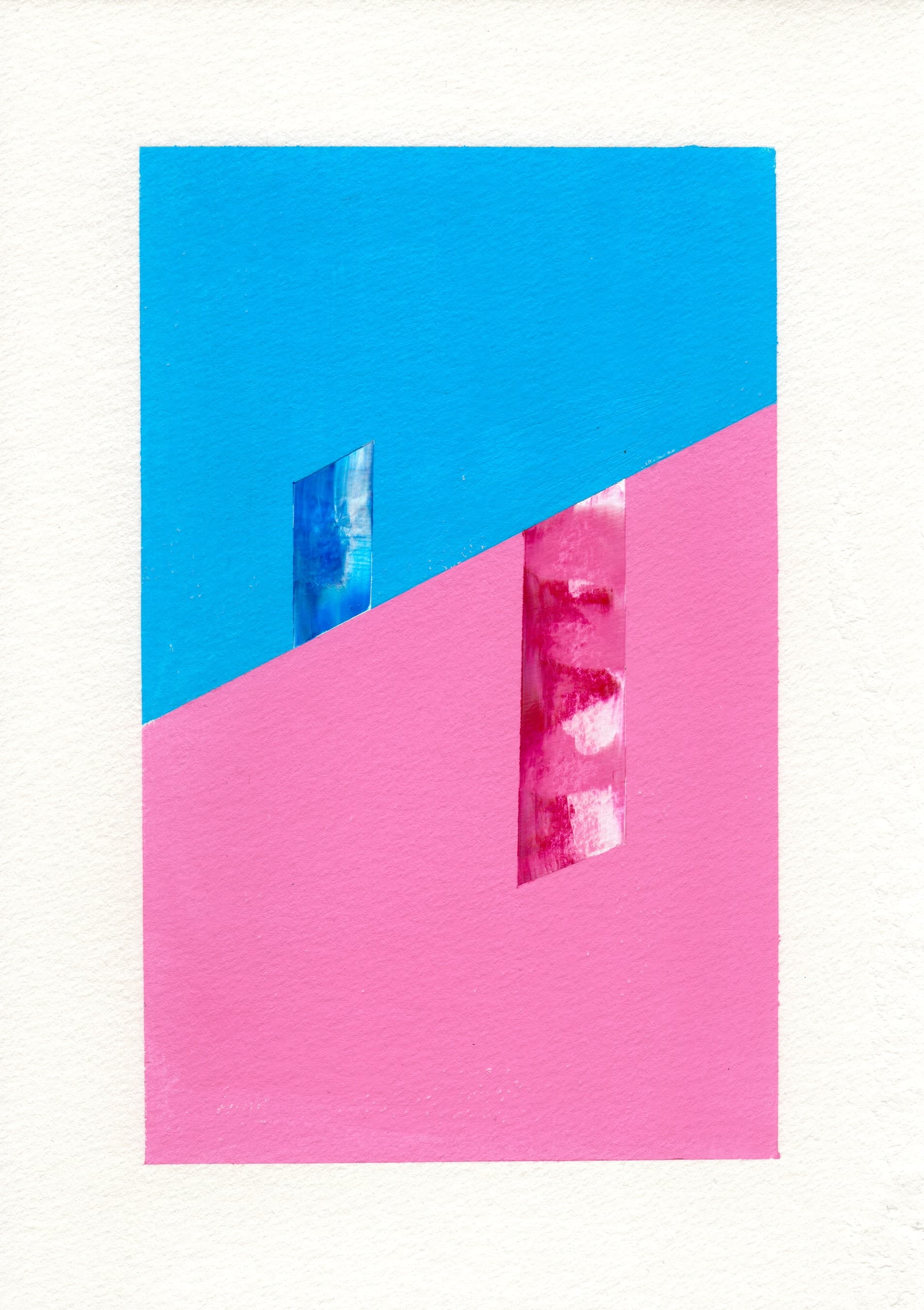 Pensamiento 20 — a blue field and a pink field split by a diagonal