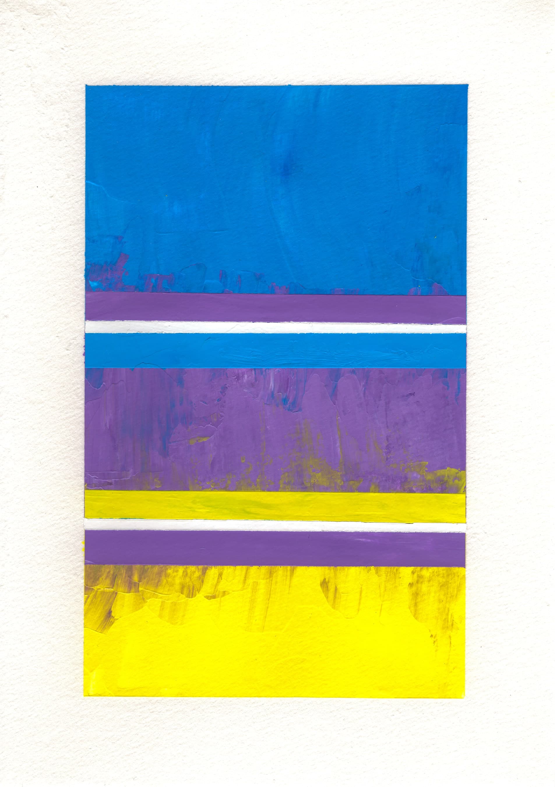 Pensamiento 26 — yellow, violet and blue bands split by two white lines